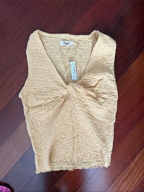 Madewell Knot-Front Textured Camisole in Pale Yellow